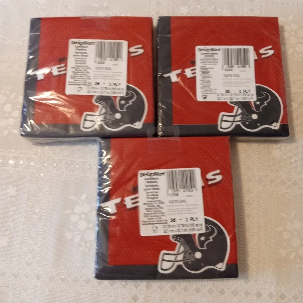 🆕 3 packs of Houston Texans Lunch Napkins 36ct
